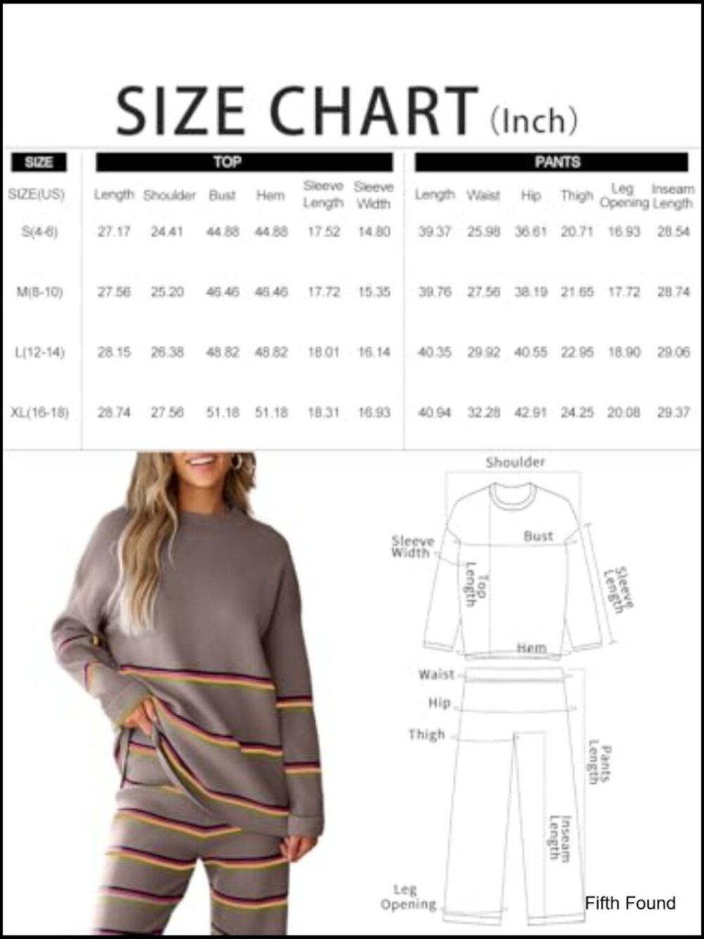 2 Piece Lounge Sets for Women Fall Outfits Striped Knit Sweater Sets - Picture 6 of 6